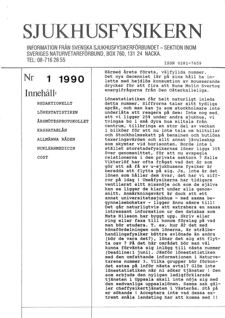 Sjukhusfysikern Nr 1 1990