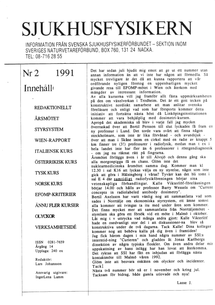 Sjukhusfysikern Nr 2 1991