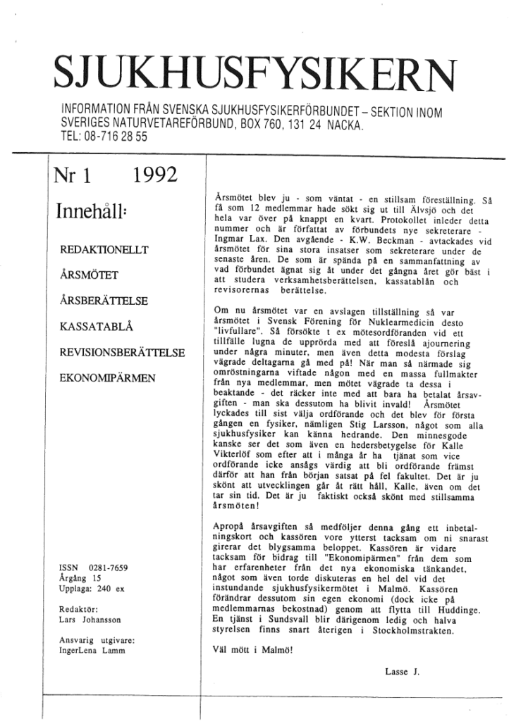 Sjukhusfysikern Nr 1 1992