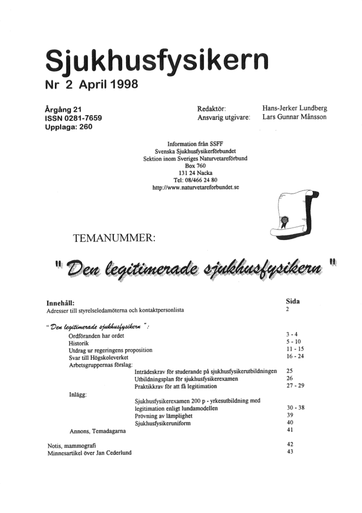 Sjukhusfysikern Nr 2 1998
