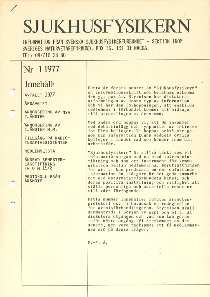 Sjukhusfysikern Nr 1 1977