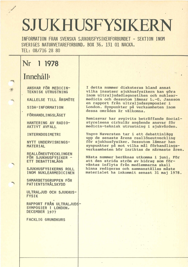 Sjukhusfysikern Nr 1 1978