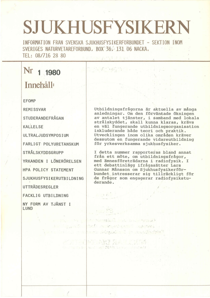 Sjukhusfysikern Nr 1 1980