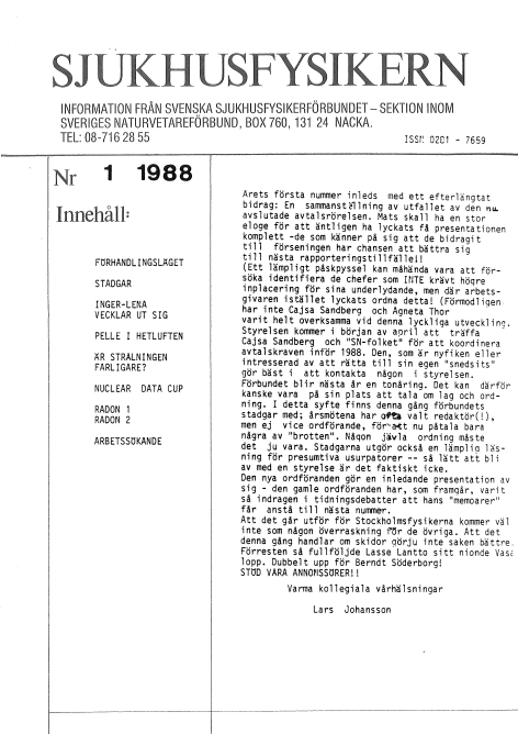 Sjukhusfysikern Nr 1 1988