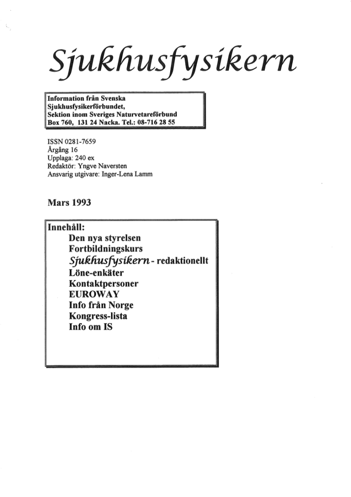 Sjukhusfysikern Nr 1 1993