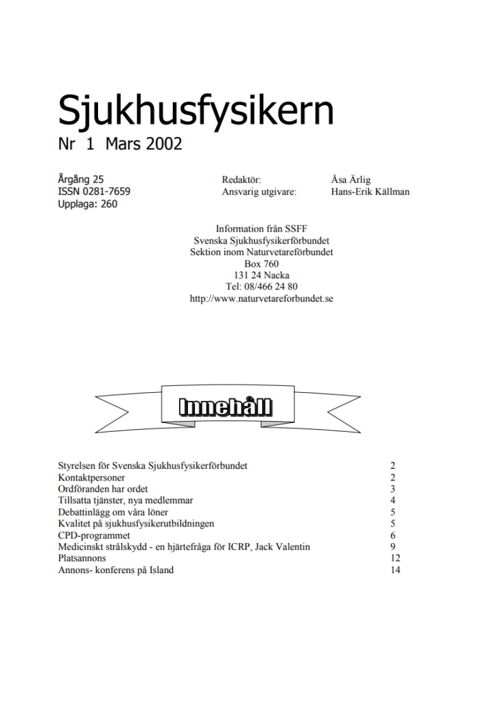 Sjukhusfysikern Nr 1 2002