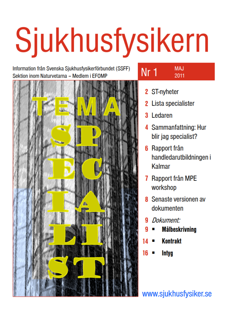 Sjukhusfysikern Nr 1 2011
