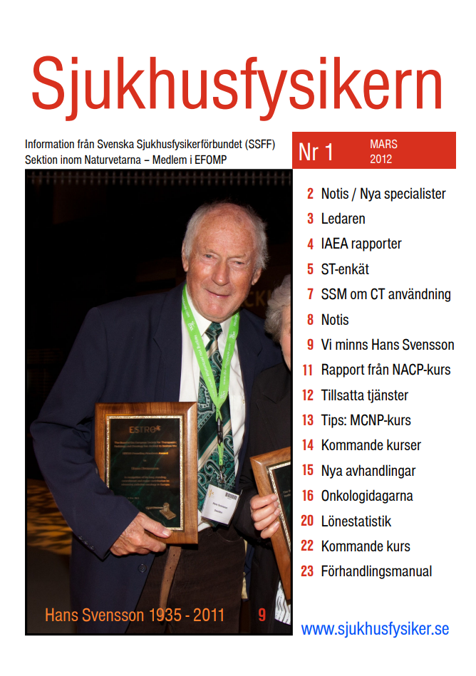 Sjukhusfysikern Nr 1 2012