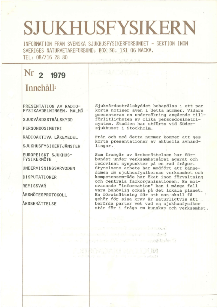 Sjukhusfysikern Nr 2 1979