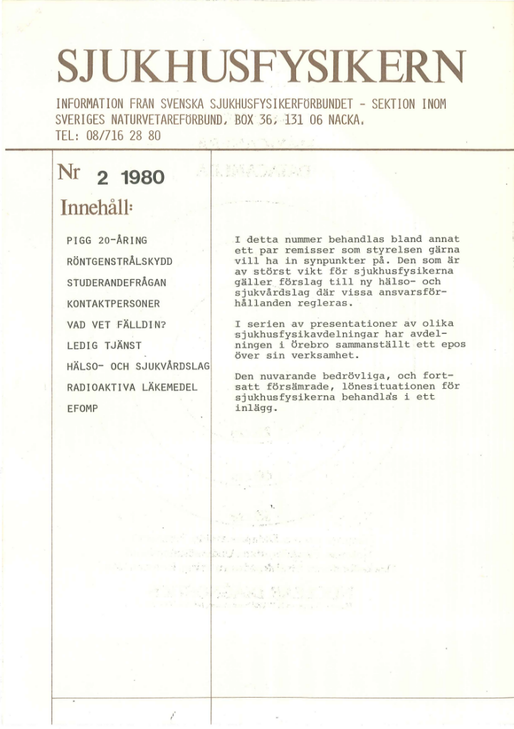 Sjukhusfysikern Nr 2 1980