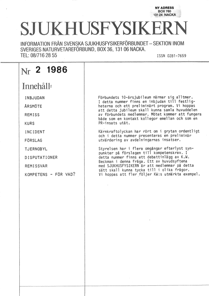 Sjukhusfysikern Nr 2 1986