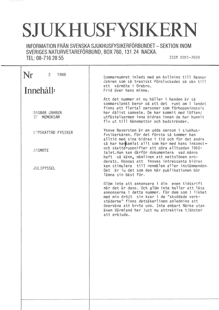 Sjukhusfysikern Nr 2 1988