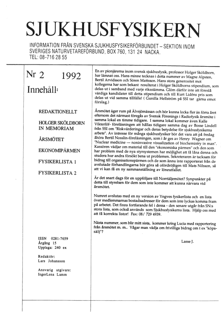 Sjukhusfysikern Nr 2 1992