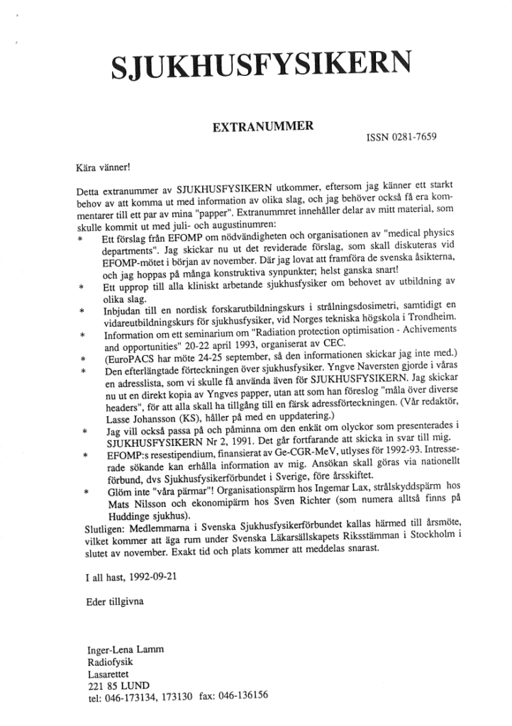 Sjukhusfysikern 1992 Extranummer