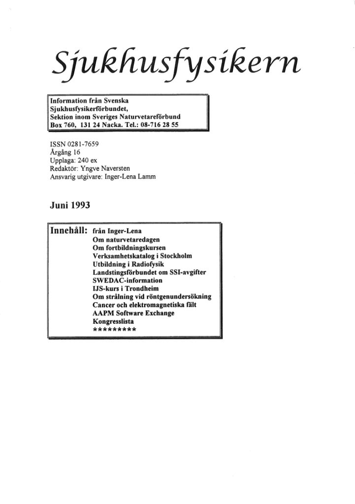 Sjukhusfysikern Nr 2 1993