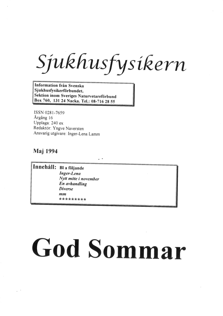 Sjukhusfysikern Nr 2 1994