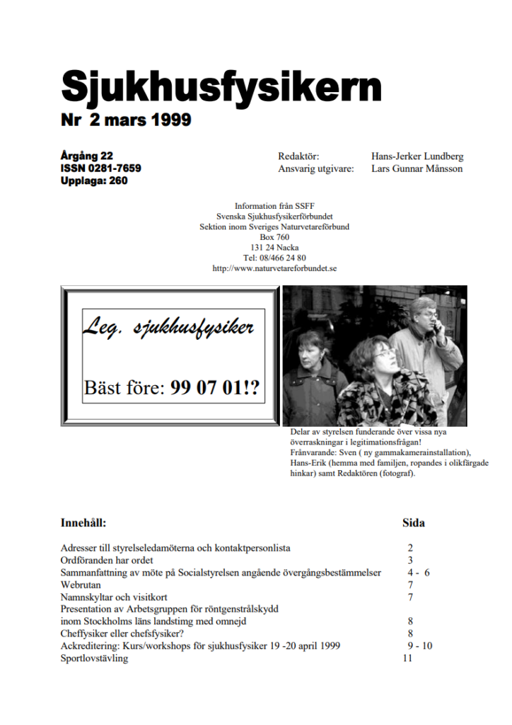 Sjukhusfysikern Nr 2 1999