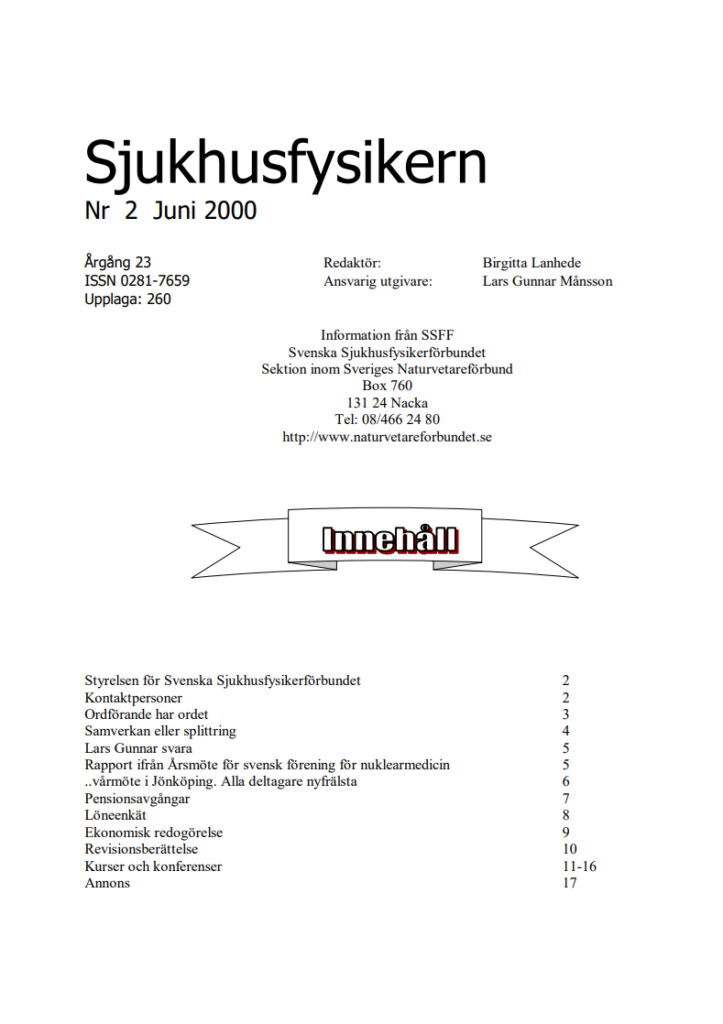 Sjukhusfysikern Nr 2 2000
