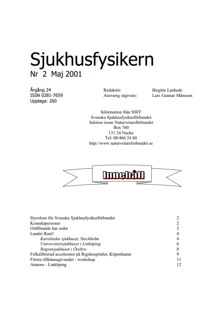 Sjukhusfysikern Nr 2 2001