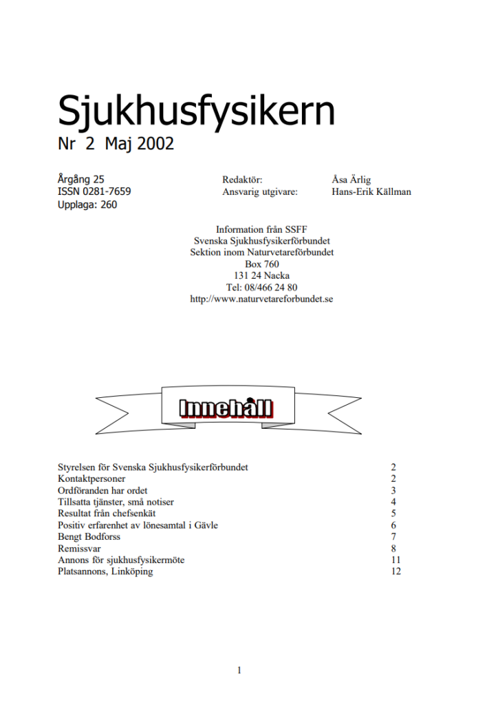 Sjukhusfysikern Nr 2 2002