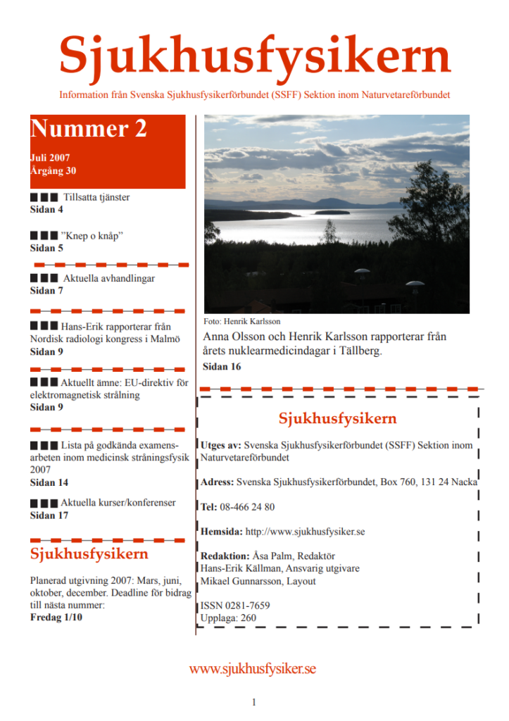 Sjukhusfysikern Nr 2 2007