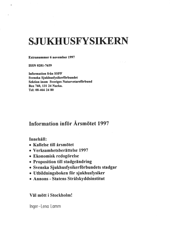 Sjukhusfysikern 1997 Extranummer