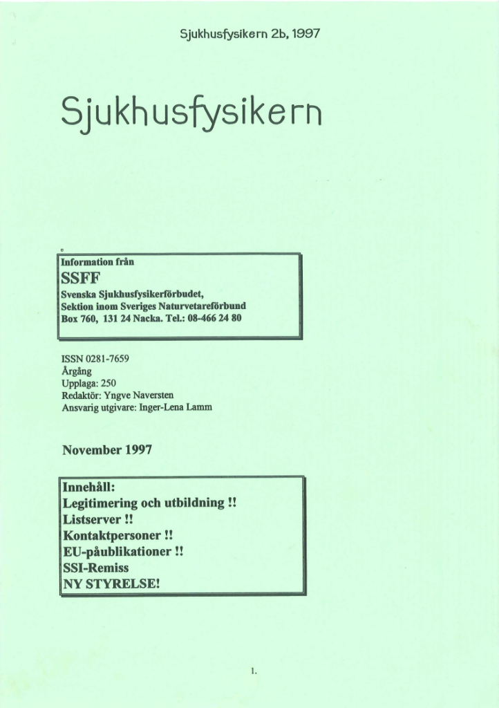 Sjukhusfysikern Nr 2B 1997