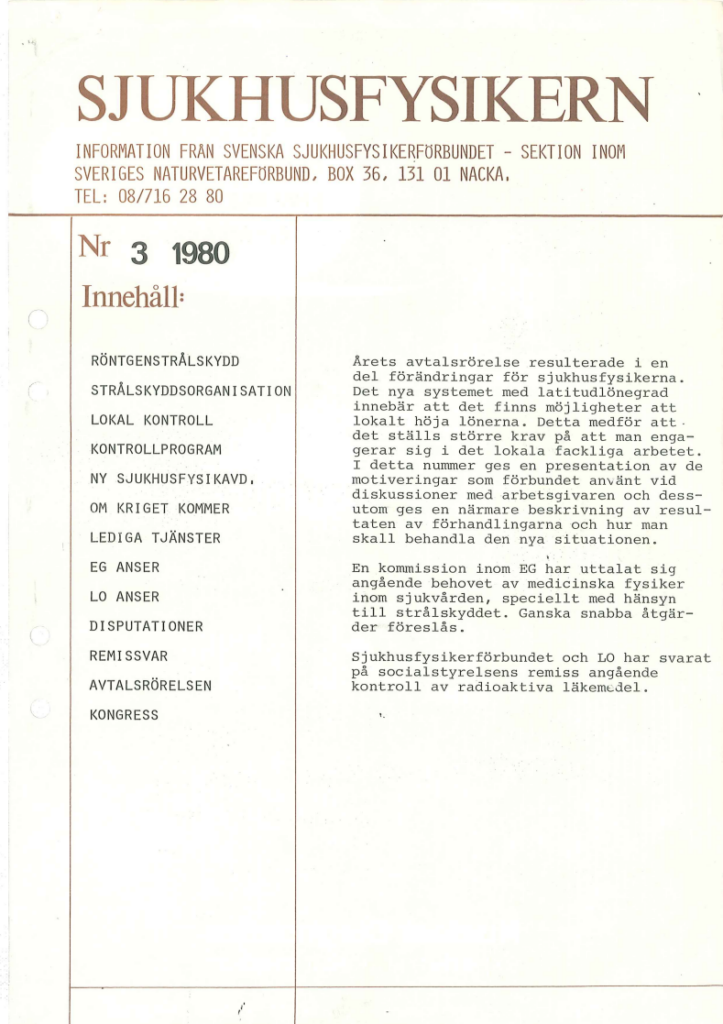 Sjukhusfysikern Nr 3 1980