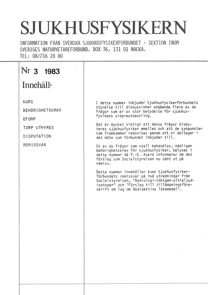 Sjukhusfysikern Nr 3 1983