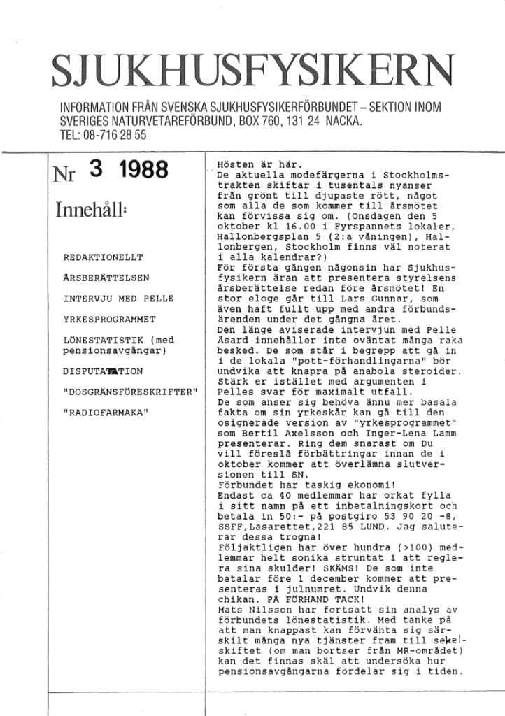 Sjukhusfysikern Nr 3 1988