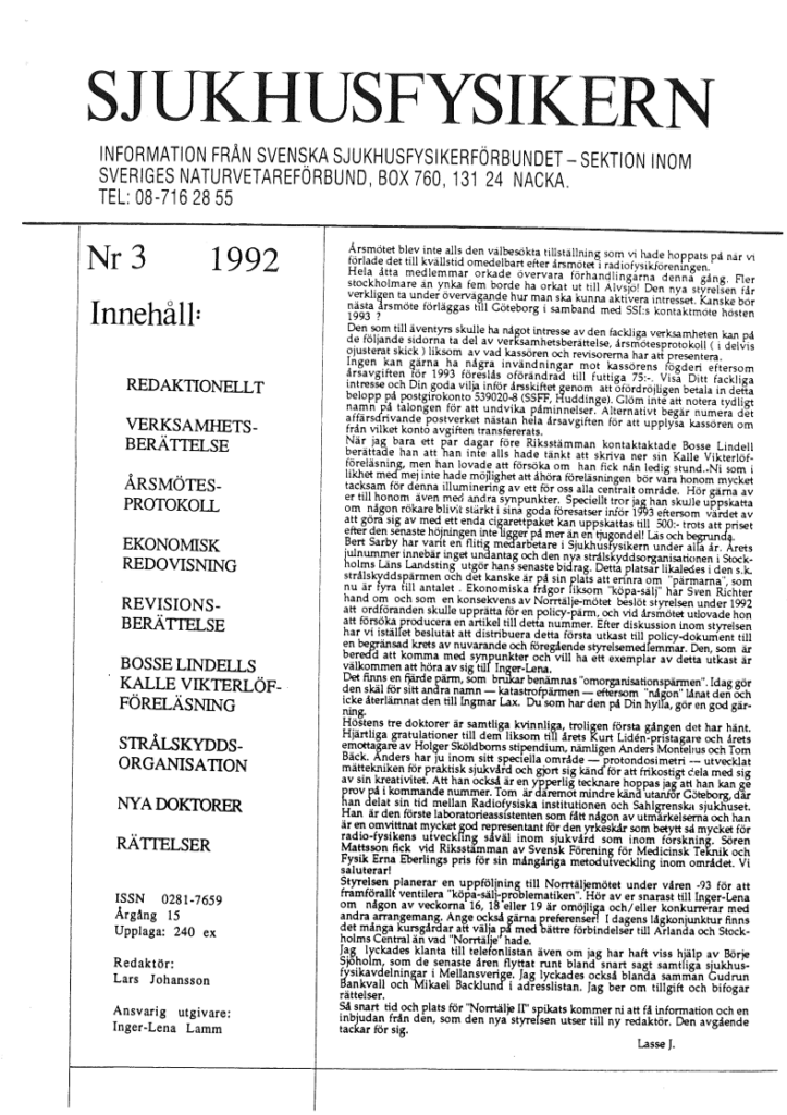 Sjukhusfysikern Nr 3 1992