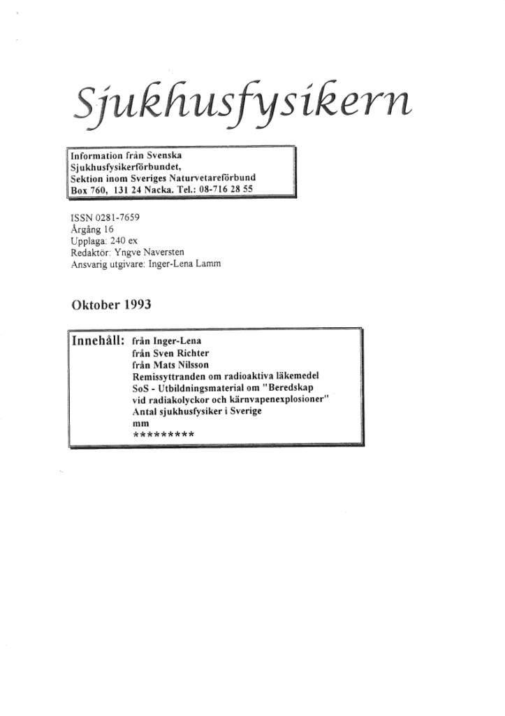 Sjukhusfysikern Nr 3 1993
