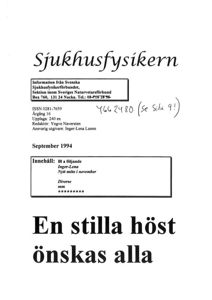 Sjukhusfysikern Nr 3 1994