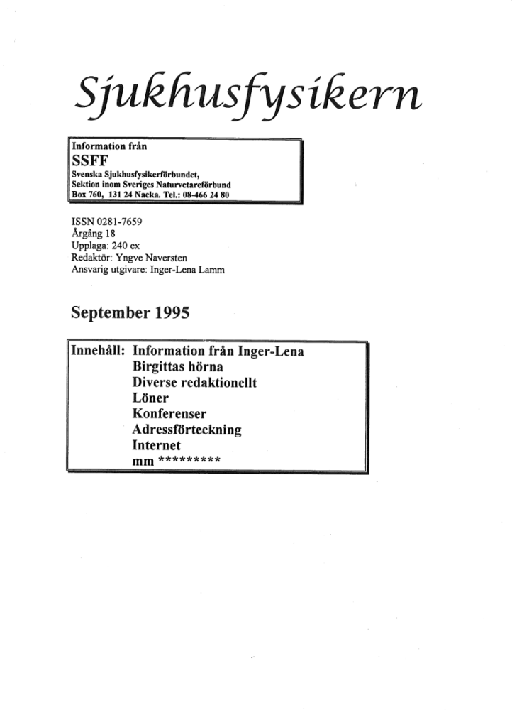 Sjukhusfysikern Nr 3 1995