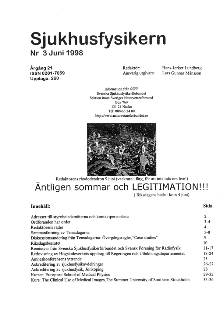 Sjukhusfysikern Nr 3 1998