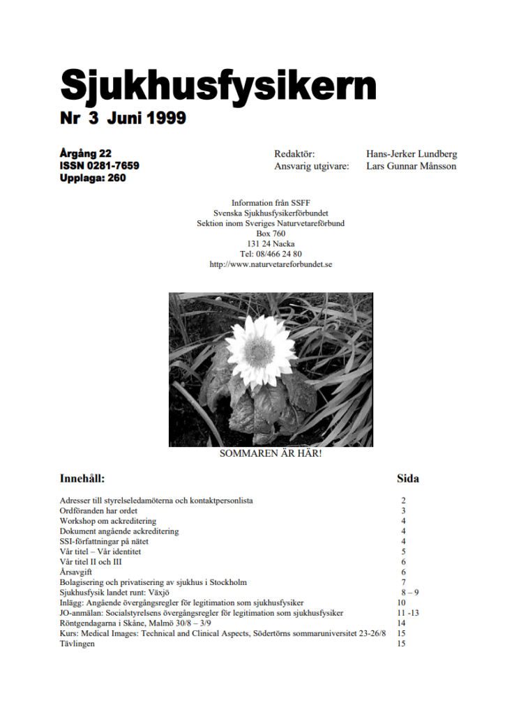 Sjukhusfysikern Nr 3 1999