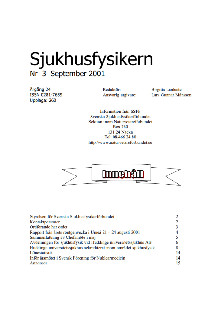 Sjukhusfysikern Nr 3 2001