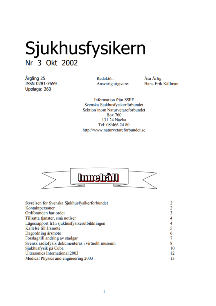 Sjukhusfysikern Nr 3 2002