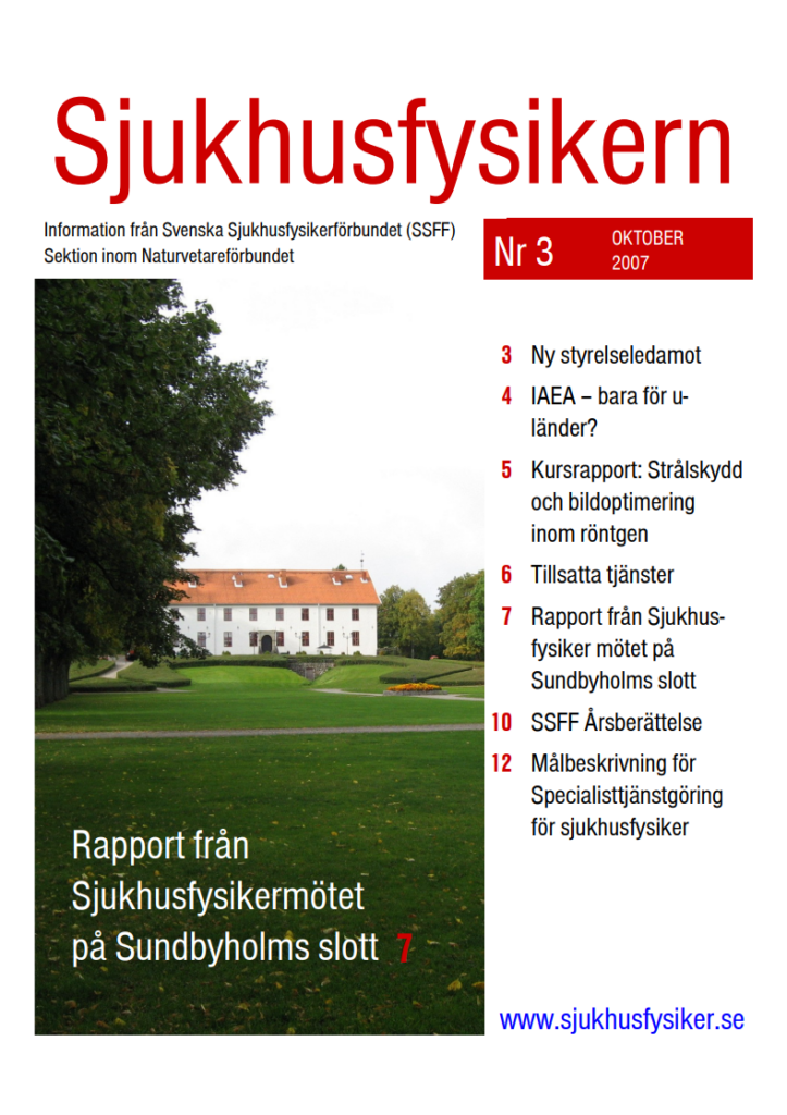 Sjukhusfysikern Nr 3 2007