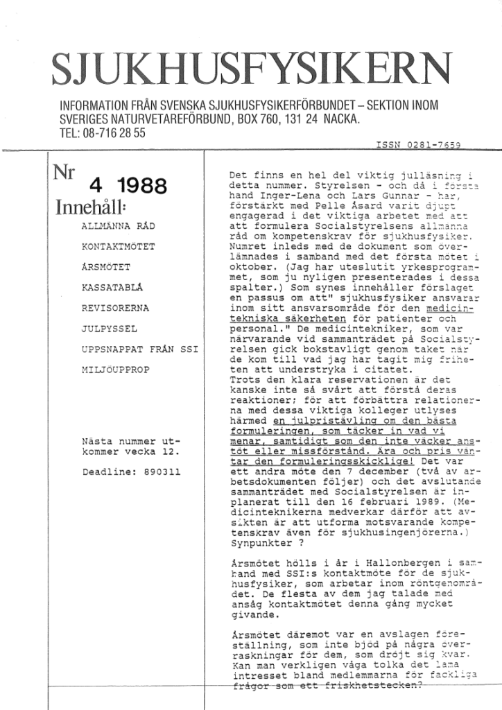 Sjukhusfysikern Nr 4 1988