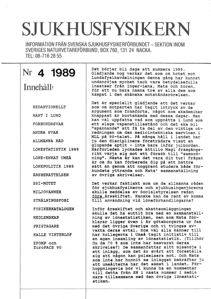 Sjukhusfysikern Nr 4 1989
