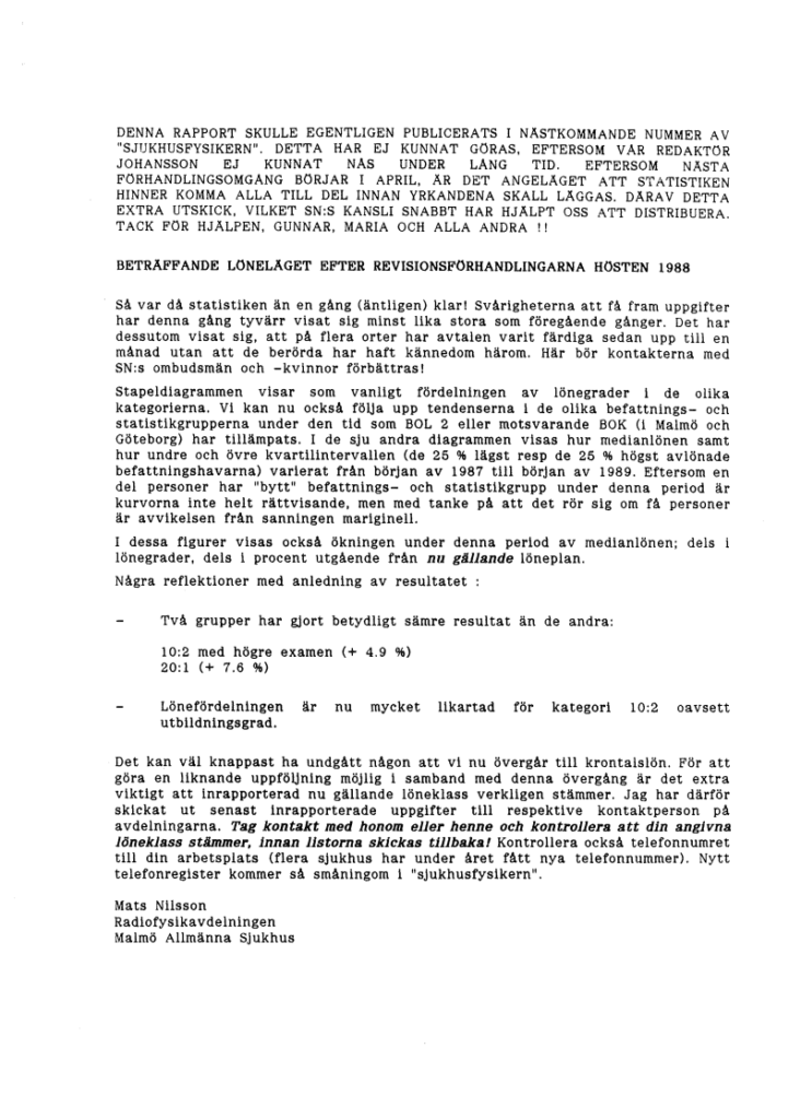 Sjukhusfysikern 1989 Extra utskick