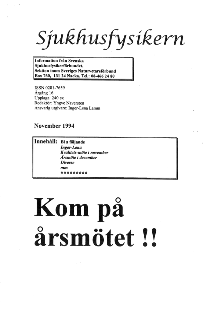 Sjukhusfysikern Nr 4 1994
