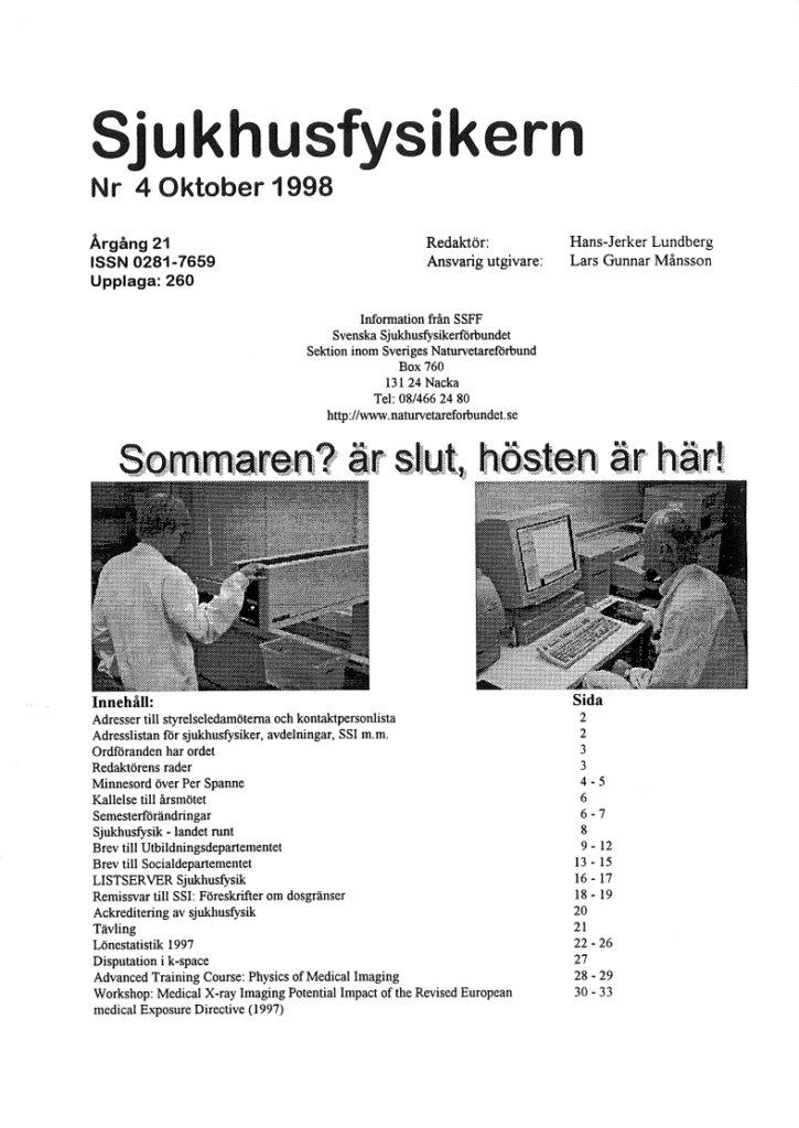 Sjukhusfysikern Nr 4 1998