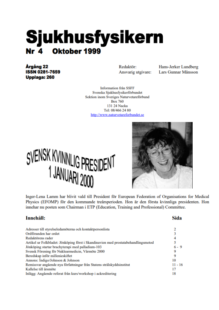 Sjukhusfysikern Nr 4 1999