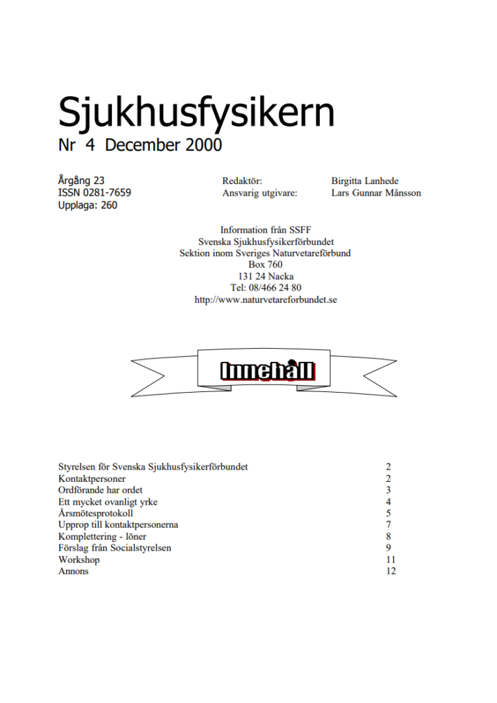 Sjukhusfysikern Nr 4 2000