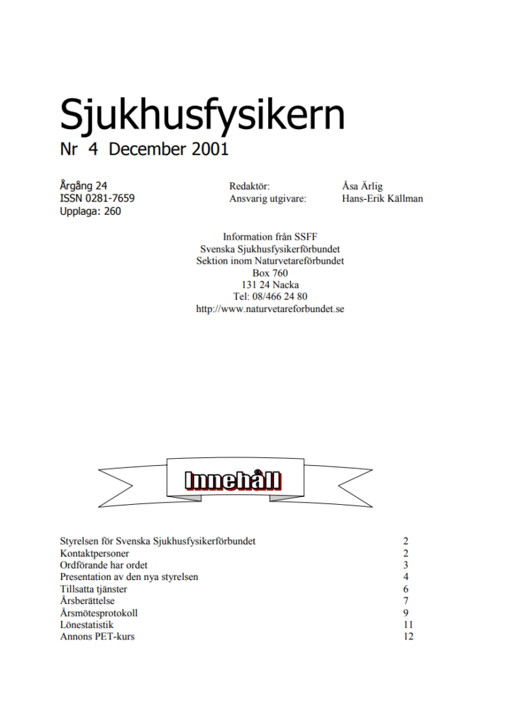 Sjukhusfysikern Nr 4 2001
