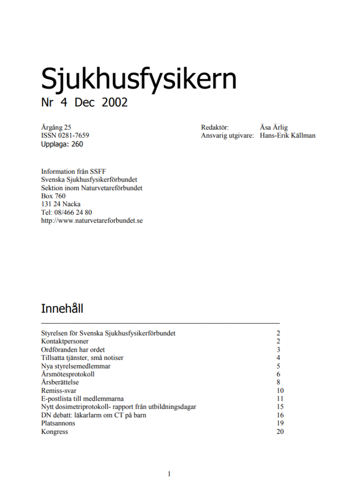 Sjukhusfysikern Nr 4 2002
